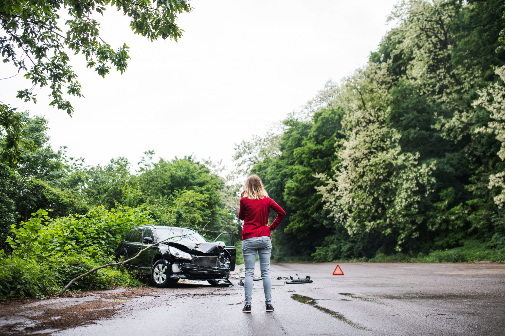 An accident caused by a distracted driver.